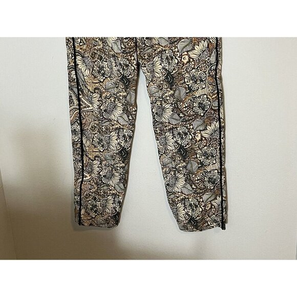 Zara High Waist Floral Casual Trousers With Velvet Stripe Size Small - Picture 8 of 13